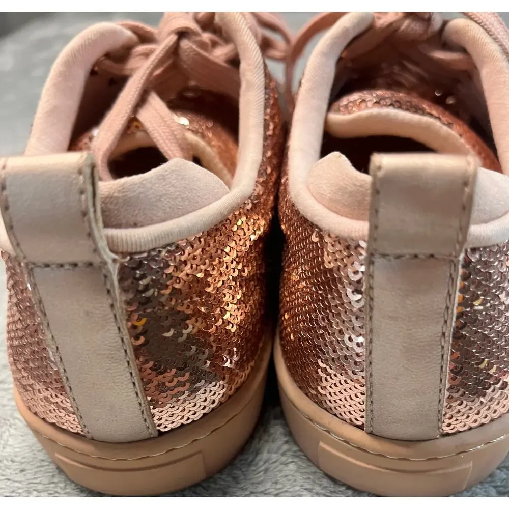 Aldo Rose Gold Sequined Kids Tennis shoes Size 5‎